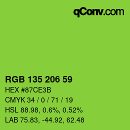カラーコード: RGB 135 206 59 | qconv.com
