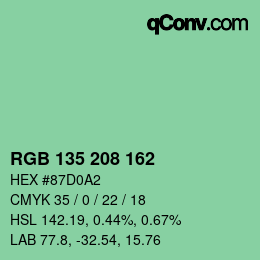 Color code: RGB 135 208 162 | qconv.com