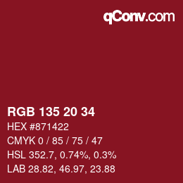 Código de color: RGB 135 20 34 | qconv.com
