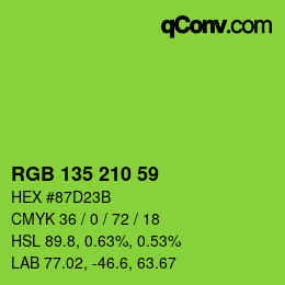 カラーコード: RGB 135 210 59 | qconv.com