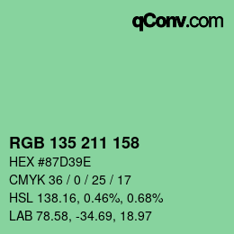 Color code: RGB 135 211 158 | qconv.com