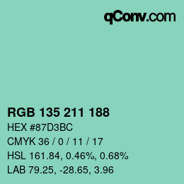Color code: RGB 135 211 188 | qconv.com