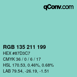 Color code: RGB 135 211 199 | qconv.com
