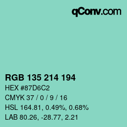 Farbcode: RGB 135 214 194 | qconv.com