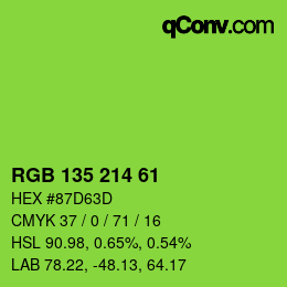 颜色代码: RGB 135 214 61 | qconv.com