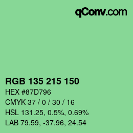 颜色代码: RGB 135 215 150 | qconv.com