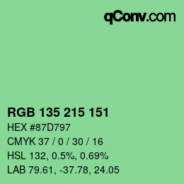 Color code: RGB 135 215 151 | qconv.com