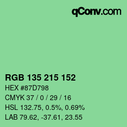 Código de color: RGB 135 215 152 | qconv.com