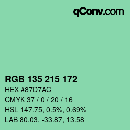 颜色代码: RGB 135 215 172 | qconv.com