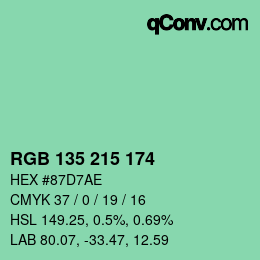 颜色代码: RGB 135 215 174 | qconv.com