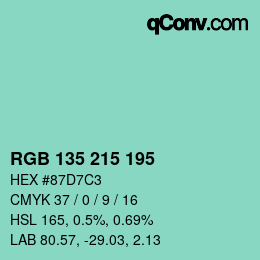 Código de color: RGB 135 215 195 | qconv.com