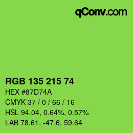 カラーコード: RGB 135 215 74 | qconv.com