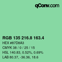 カラーコード: RGB 135 216.8 163.4 | qconv.com