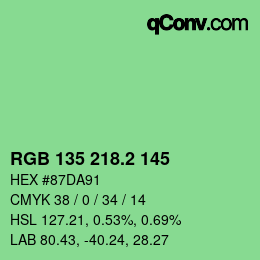 カラーコード: RGB 135 218.2 145 | qconv.com