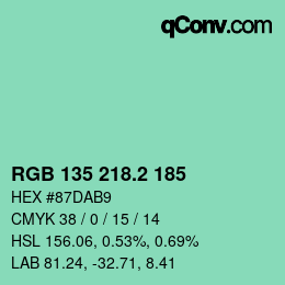カラーコード: RGB 135 218.2 185 | qconv.com