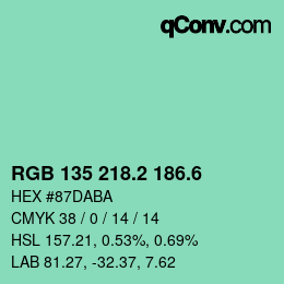 カラーコード: RGB 135 218.2 186.6 | qconv.com