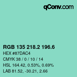 カラーコード: RGB 135 218.2 196.6 | qconv.com