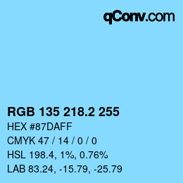 カラーコード: RGB 135 218.2 255 | qconv.com