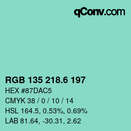 カラーコード: RGB 135 218.6 197 | qconv.com
