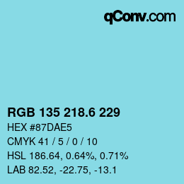 カラーコード: RGB 135 218.6 229 | qconv.com