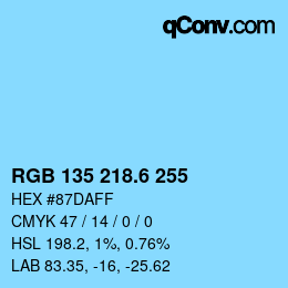 カラーコード: RGB 135 218.6 255 | qconv.com