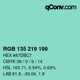 カラーコード: RGB 135 219 199 | qconv.com