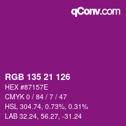 Color code: RGB 135 21 126 | qconv.com