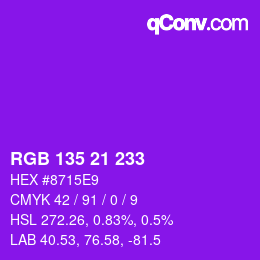 Color code: RGB 135 21 233 | qconv.com