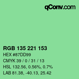 カラーコード: RGB 135 221 153 | qconv.com