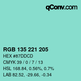 Color code: RGB 135 221 205 | qconv.com