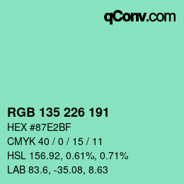 Color code: RGB 135 226 191 | qconv.com
