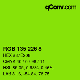 Color code: RGB 135 226 8 | qconv.com