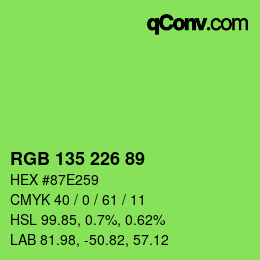 Color code: RGB 135 226 89 | qconv.com