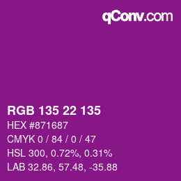 Color code: RGB 135 22 135 | qconv.com
