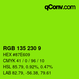 カラーコード: RGB 135 230 9 | qconv.com