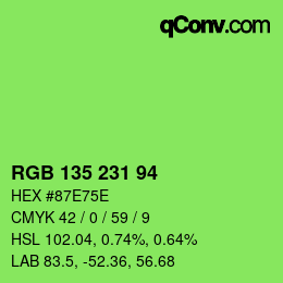 Color code: RGB 135 231 94 | qconv.com