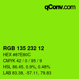 Color code: RGB 135 232 12 | qconv.com