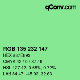 カラーコード: RGB 135 232 147 | qconv.com