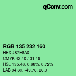 カラーコード: RGB 135 232 160 | qconv.com