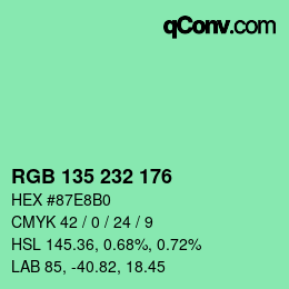 Color code: RGB 135 232 176 | qconv.com