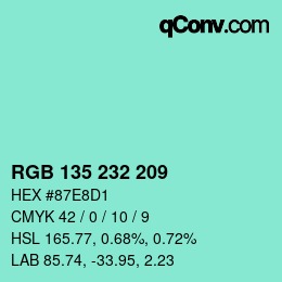 Color code: RGB 135 232 209 | qconv.com