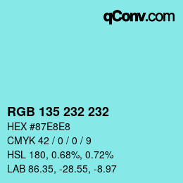 Color code: RGB 135 232 232 | qconv.com