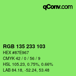 Color code: RGB 135 233 103 | qconv.com