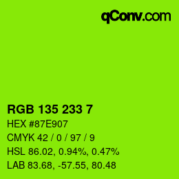 Color code: RGB 135 233 7 | qconv.com
