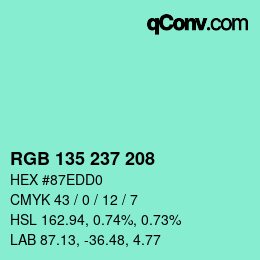 Color code: RGB 135 237 208 | qconv.com