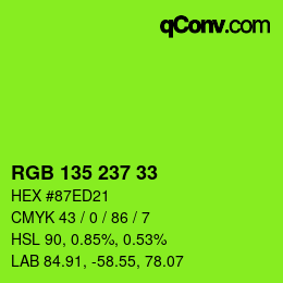 Color code: RGB 135 237 33 | qconv.com