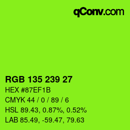 颜色代码: RGB 135 239 27 | qconv.com