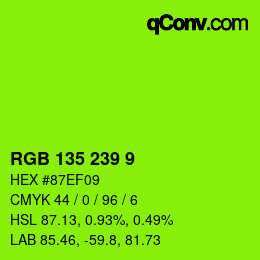 カラーコード: RGB 135 239 9 | qconv.com