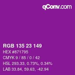 カラーコード: RGB 135 23 149 | qconv.com