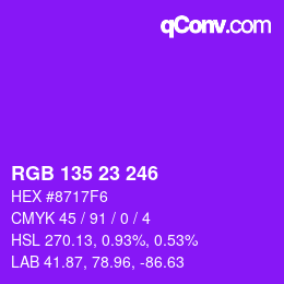 Color code: RGB 135 23 246 | qconv.com